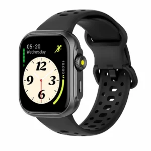 Smartwatch Bettdow preto com assistente de voz Alexa ativa na tela principal.